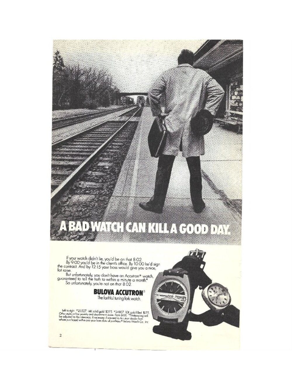 Print Ad A Bad Watch Can Kill A Good Day Bulova ADVERTISEMENT Vintage 1973